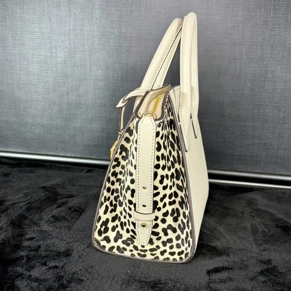 Michael Kors Avril Small Leather and Cheetah Print Calf‎ Hair Satchel